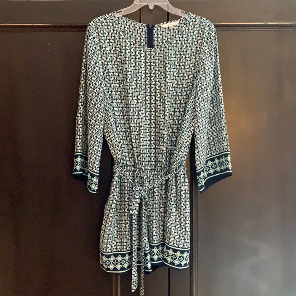 Boutique romper! Green, navy and white.